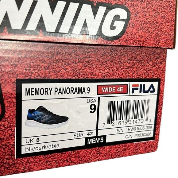 FILA Men's Running Shoe Size 9 Wide 4E Memory Panorama Black Blue Sneaker Laces - Picture 13 of 13